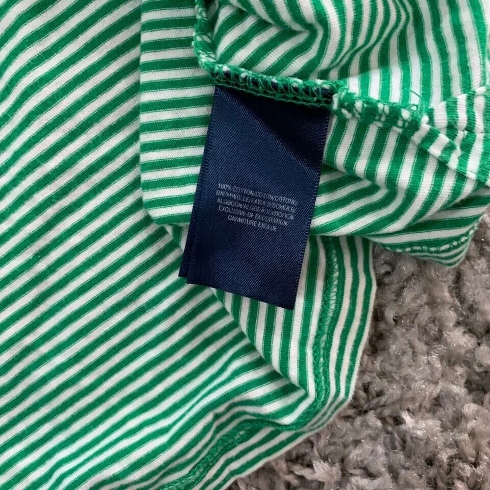 Polo Ralph Lauren Kids XL 18-20 Green White Striped Big‎ Pony Polo Shirt